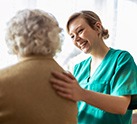 Nurse working with resident