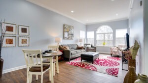 Apartment living room with dining area