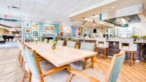 Bistro area with art gallery wall